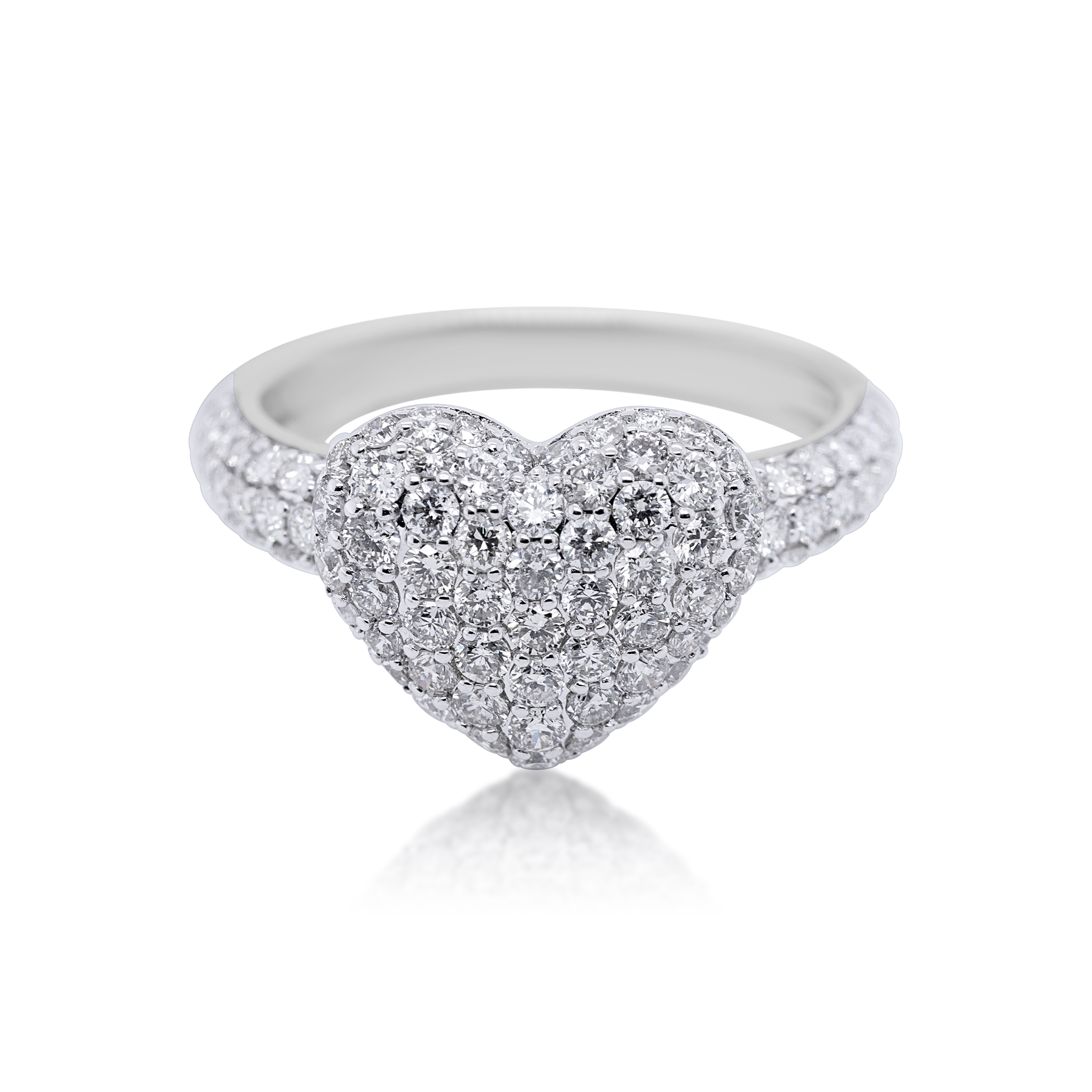 Diamond Heart Ring 1.37 ct. 14K White Gold